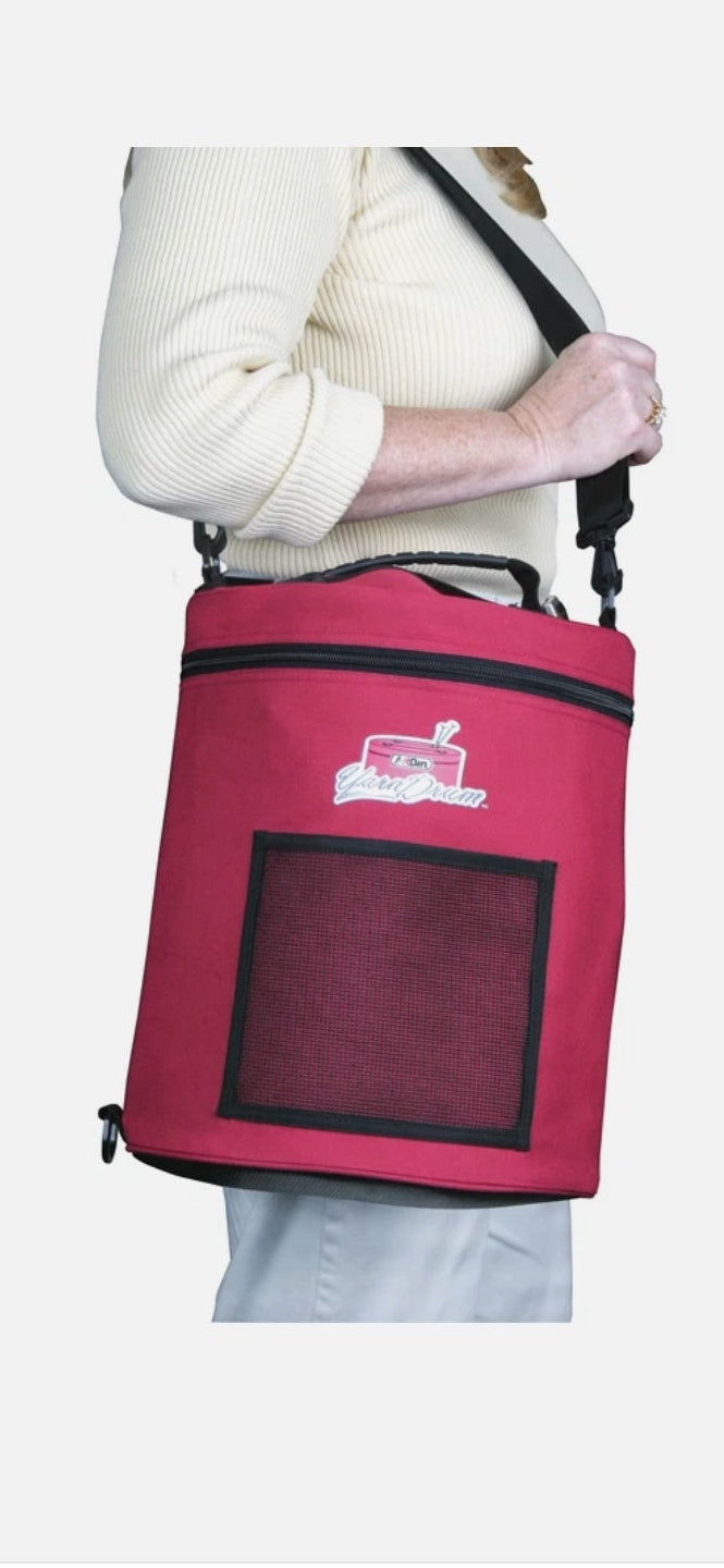 Raspberry pink Yarn Drum Art bin wool knitting croquet tote skeins storage