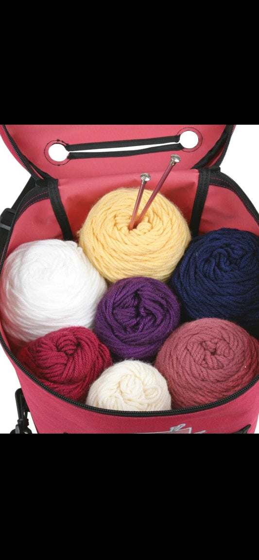 Raspberry pink Yarn Drum Art bin wool knitting croquet tote skeins storage